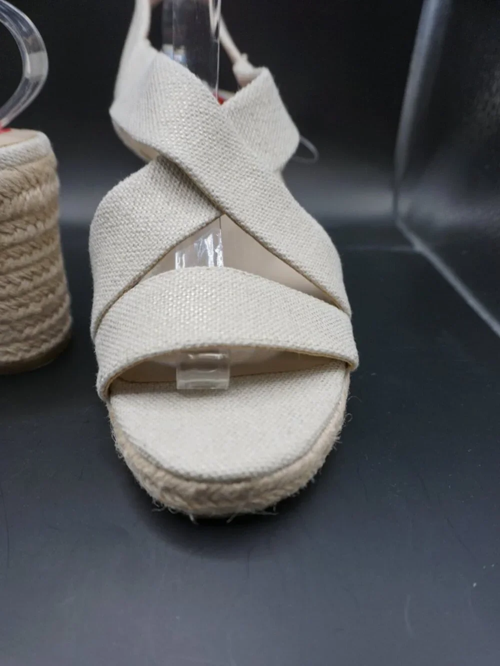 10 Lucky Brand Cliesa Women's Espadrille Wedge Sandals Natural Beige Canvas Jute
